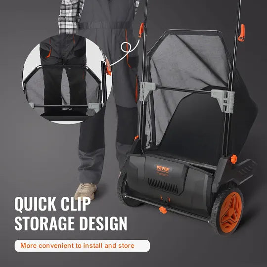 VEVOR Push Lawn Sweeper 21in Hand-Push Leaf Collector