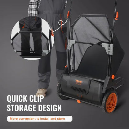 VEVOR Push Lawn Sweeper 21in Hand-Push Leaf Collector