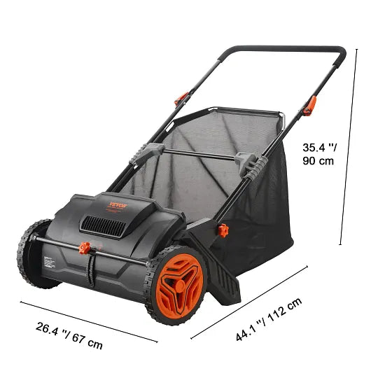 VEVOR Push Lawn Sweeper 21in Hand-Push Leaf Collector