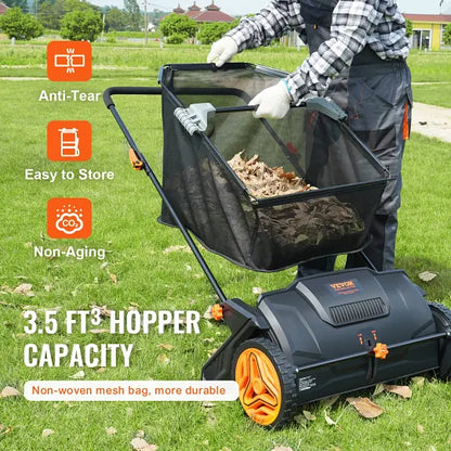 VEVOR Push Lawn Sweeper 21in Hand-Push Leaf Collector